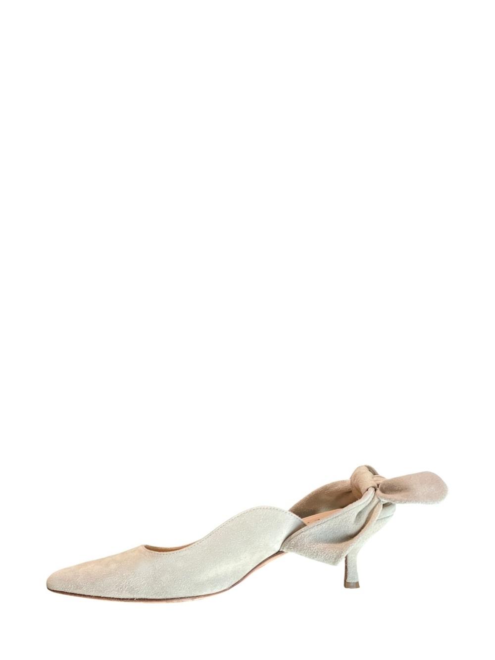 M. Gemi The Lasso Suede Leather Pointed Toe Bow Vamp 60mm Heel Mule, Size 39.5